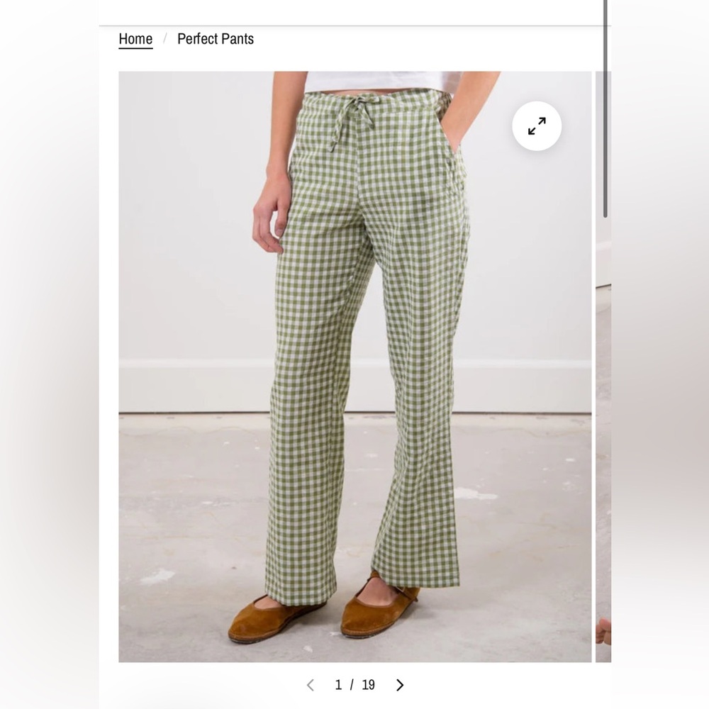 Sonderhaus Green Gingham Perfect Pants